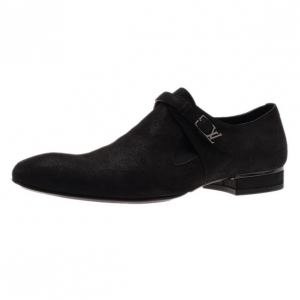 Pre Owned Louis Vuitton Black Suede Vesuvio Oxfords Size 42