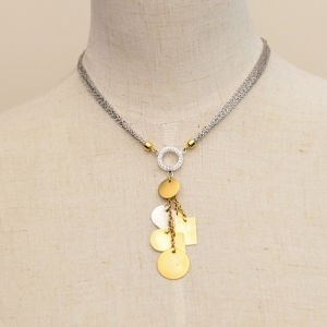 Pre Owned Alfieri & St. John Diamond Chain Neklace with Gold Charms