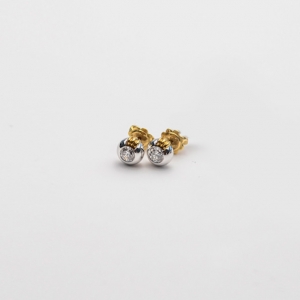 Pre Owned Salvini White and Yellow Gold Diamond Stud Earrings