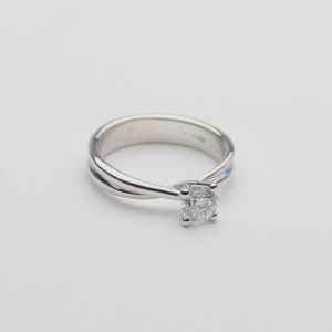 Pre Owned Damiani 18KT White Gold 0.50 Diamond Solitaire Size 53