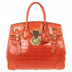 Pre Owned Ralph Lauren Alligator Orange Ricky Bag