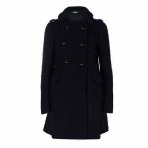 Pre Owned Prada Black Double Breasted Long Wool Coat S