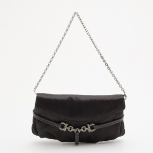 Pre Owned Salvatore Ferragamo Black Satin Clutch