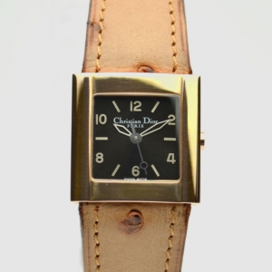 Pre Owned Christian Dior Black Gold Plated SS Ladies Wristwatch
