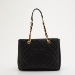 Pre Owned Chanel Black Quilted Caviar Leather Grand XL Shopping Tote