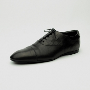Pre Owned Louis Vuitton Black Glazed Calf Leather Sandstone Richelieu Lace Up Shoes Size 44