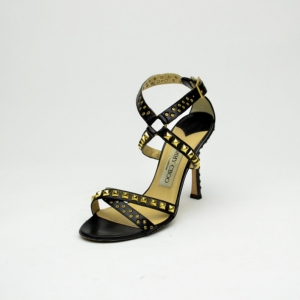 Pre Owned Jimmy Choo Black Leather Studded 'Inga' Strappy Sandals Size 36