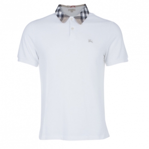 Pre Owned Burberry Men's White Novacheck Collar Polo Shirt L