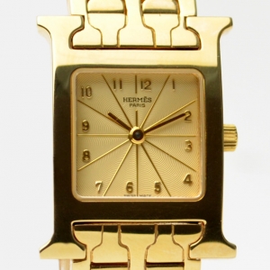 Pre Owned Hermes Heure H Unisex 18K Gold Wristwatch