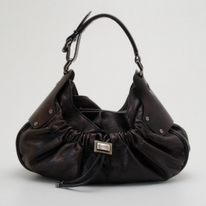 Pre Owned Burberry Metallic Leather Drawstring Warrior Hobo bag
