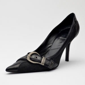 Pre Owned Dior Black Gaucho Buckle Pumps Size 38