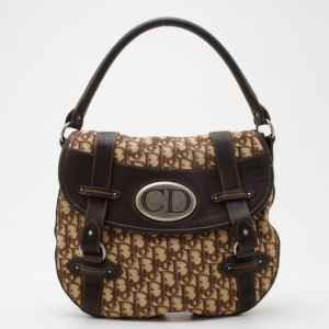 Pre Owned Dior Brown Denim Logo Hobo