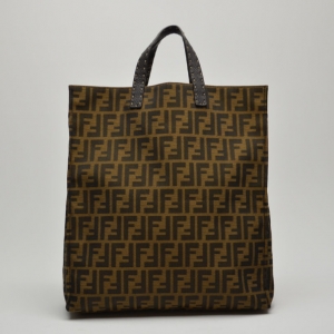Pre Owned Fendi Zucca Canvas Vertical Shopper Tote