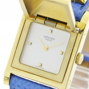 Pre Owned Hermes White Gold-Plated Medor Women's Wristwatch 23MM