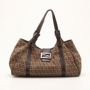 Pre Owned Fendi Tobacco Zucchino Large Shoulder Bag