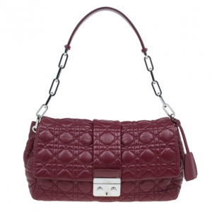 Pre Owned Dior Maroon Soft Leather Medium Miss Dior Chain Shoulder Bag