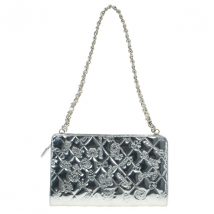 Pre Owned Chanel Metallic Gold Patent Charms Pochette