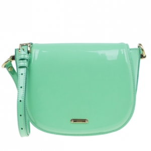 Pre Owned Burberry Green Patent Leather Shoulder Bag