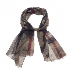 Pre Owned Burberry Beige Novacheck Floral Stole