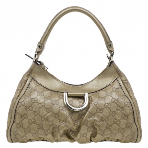 Pre Owned Gucci Gold Leather Guccissima D Gold Small Hobo