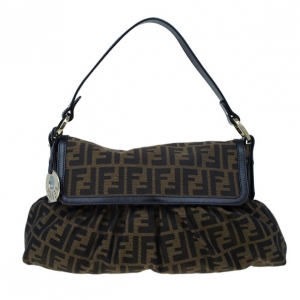 Pre Owned Fendi Brown Zucca Canvas Chef Shoulder Bag