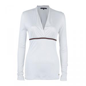 Pre Owned Gucci White Long Sleeve Top M