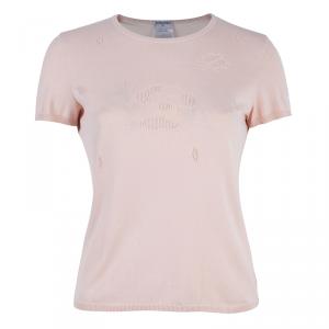 Pre Owned Chanel Blush Pink Knit Top M