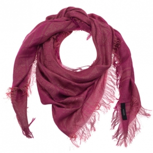 Pre Owned Gucci Pink Metallic GG Square Scarf