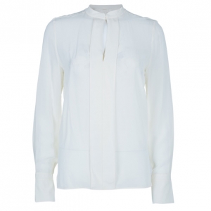 Pre Owned Chloe Off-White Silk Paneled Front Shirt S