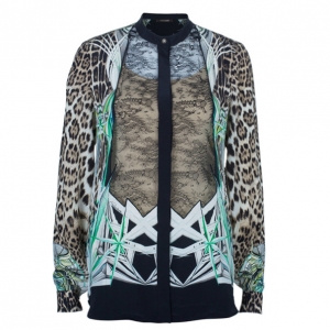 Roberto Cavalli Silk Printed Button Down Shirt S