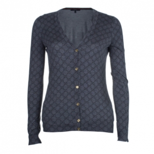 Pre Owned Gucci Grey Monogram Button Down Cardigan S