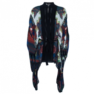 Pre Owned Roberto Cavalli Multiprint Knit Panel Kaftan Top S