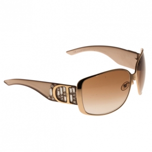 Pre Owned Dior Gold Indinight 1 Oversied Square Sunglasses
