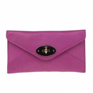 Pre Owned Mulberry Purple Leather Envelope Wallet