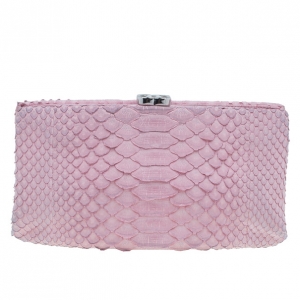 Pre Owned Chanel Pink Python Clutch
