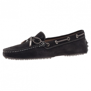 Pre Owned Tod's Black Suede Bow Loafers Size 37