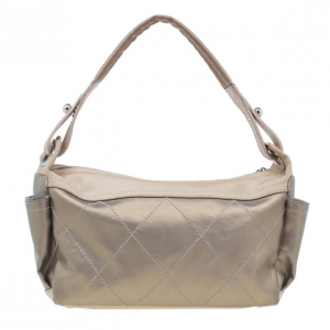 Pre Owned Chanel Metallic Gold Quilted Canvas Hobo