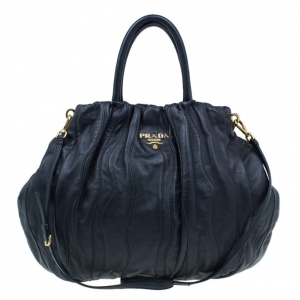 Pre Owned Prada Black Nappa Mordore Hobo