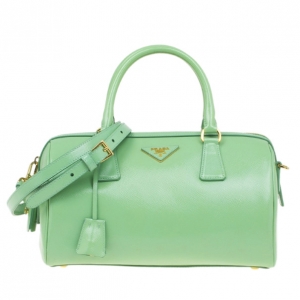 Pre Owned Prada Green Saffiano Lux Convertible Boston Bag