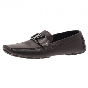 Pre Owned Louis Vuitton Brown Leather Monte Carlo Loafers Size 40