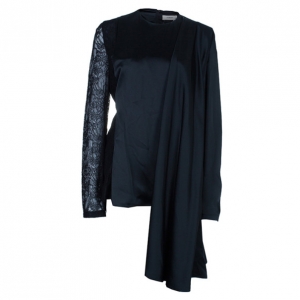 Pre Owned Chalayan Lace Sleeved Silk Robe Top M