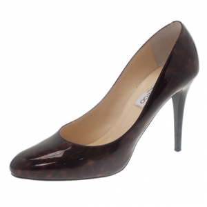 Pre Owned Jimmy Choo Tortoise Patent Gilbert Pumps Size 39