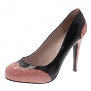 Pre Owned Miu Miu Two Tone Patent Brogue Pumps Size 39