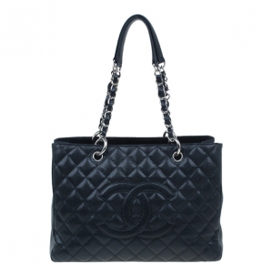 Pre Owned Chanel Black Caviar Grand Shopping Tote