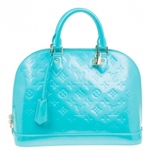 Pre Owned Louis Vuitton Blue Lagoon Monogram Vernis Alma PM