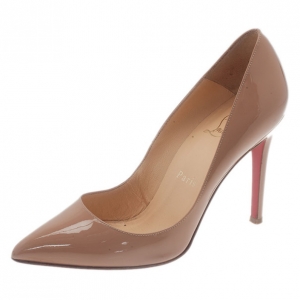 Pre Owned Christian Louboutin Nude Patent Pigalle Pumps Size 36.5