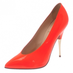 Christian Louboutin Orange Patent Lola Pumps Size 36.5