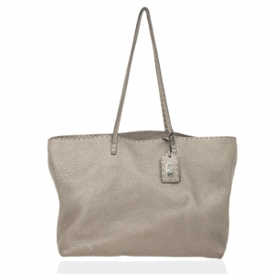 Pre Owned Fendi Grey Leather Selleria Tote