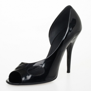 Pre Owned Givenchy Black Patent Leather Open Toe Dórsay Pumps Size 38