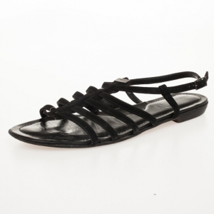 Pre Owned Tod's Black Suede Cage Flats Sandals Size 36.5
